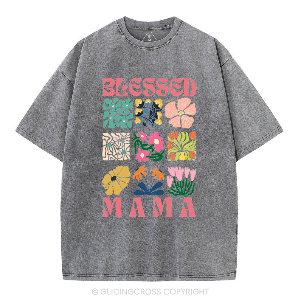 Blessed Mama Christian Washed T-Shirt