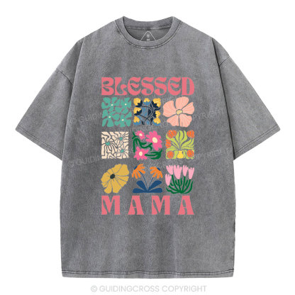 Blessed Mama Christian Washed T-Shirt