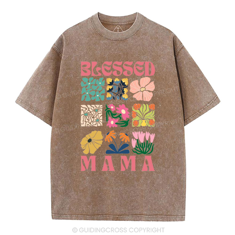 Blessed Mama Christian Washed T-Shirt