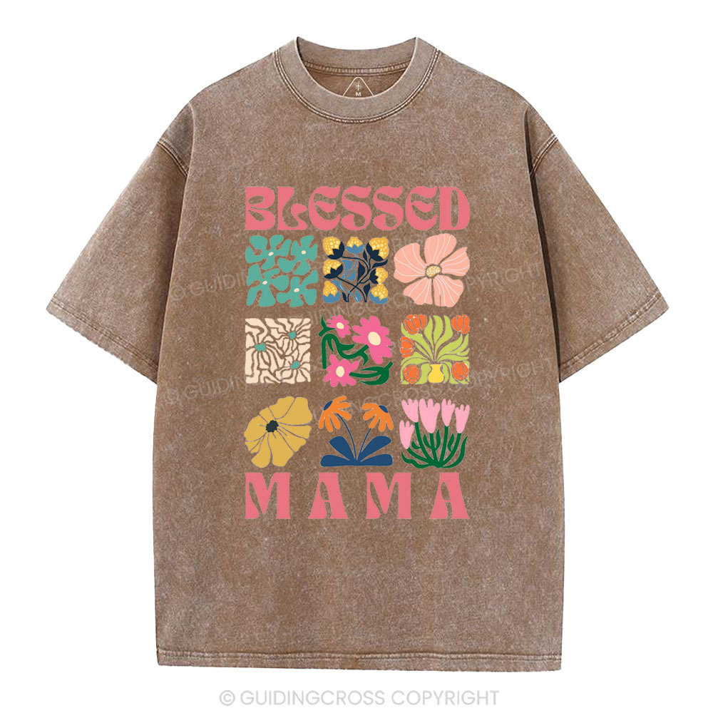 Blessed Mama Christian Washed T-Shirt