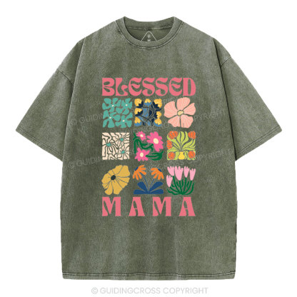 Blessed Mama Christian Washed T-Shirt