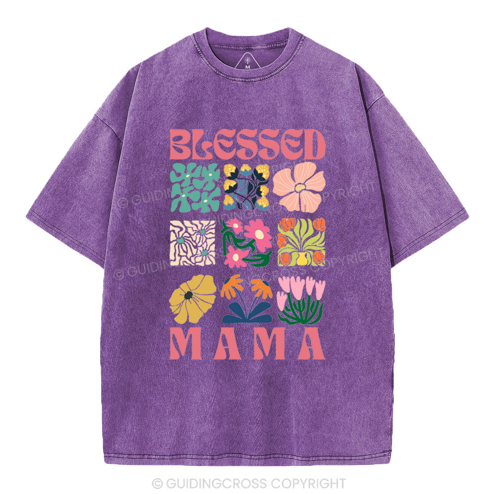 Blessed Mama Christian Washed T-Shirt