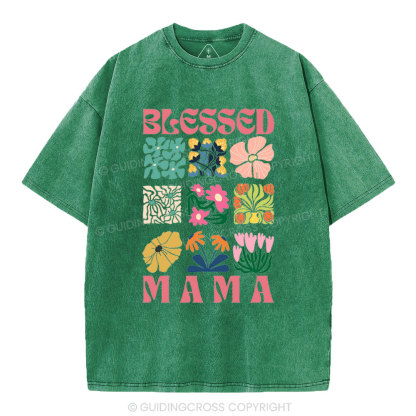 Blessed Mama Christian Washed T-Shirt