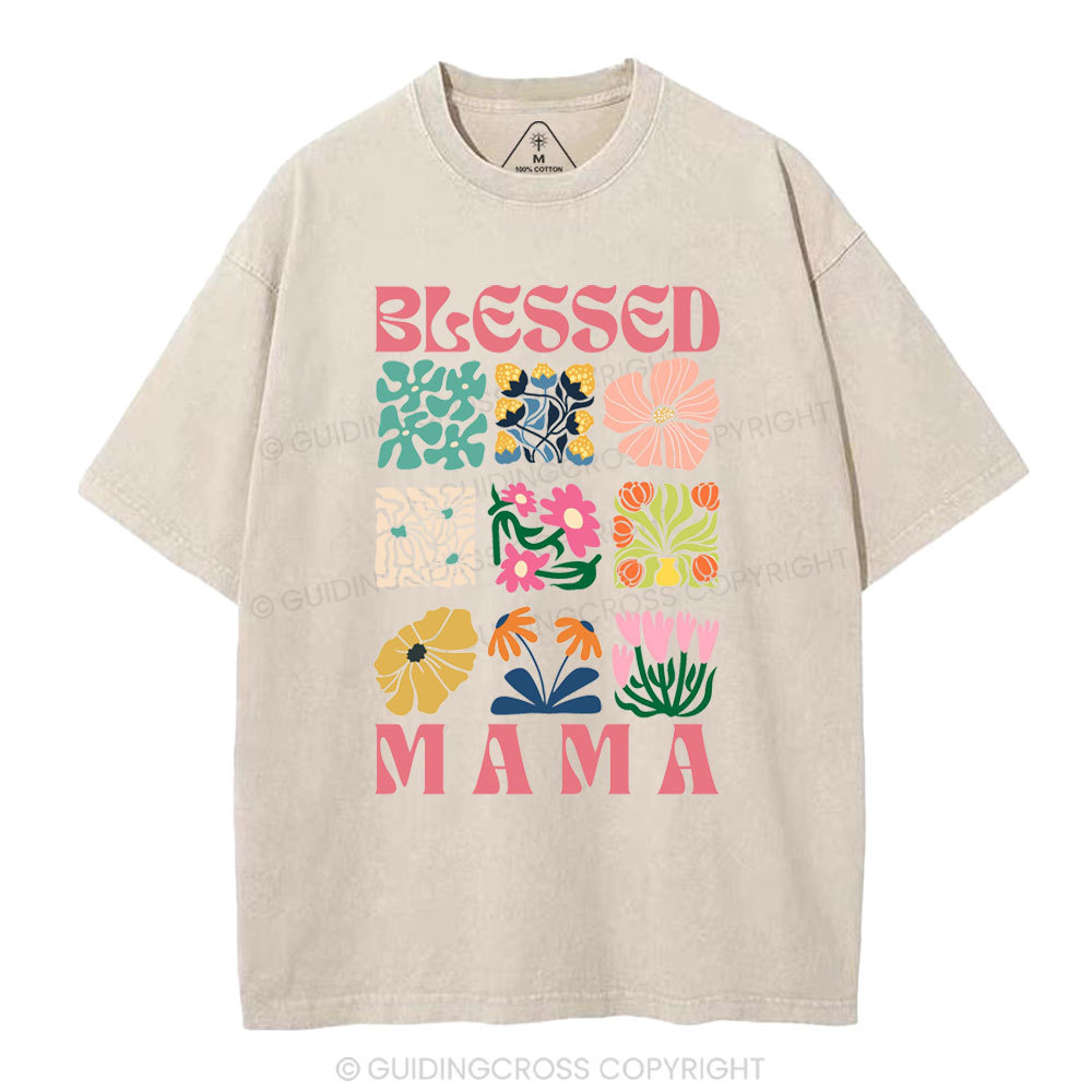 Blessed Mama Christian Washed T-Shirt