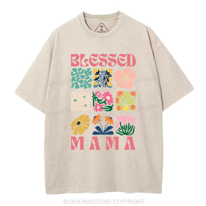 Blessed Mama Christian Washed T-Shirt
