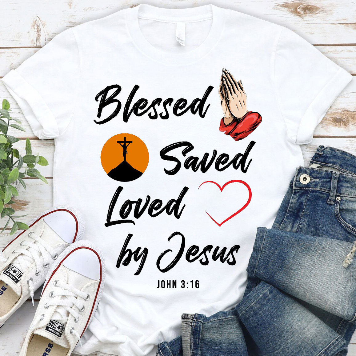 Blessed Saved Love By Jesus Christian T-Shirt