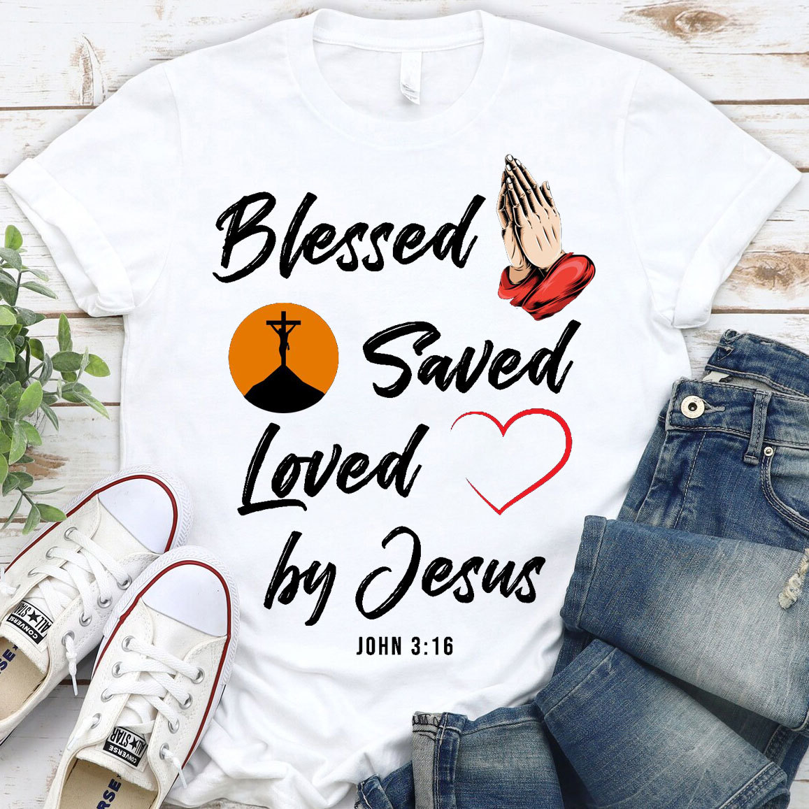 Blessed Saved Love By Jesus Christian T-Shirt