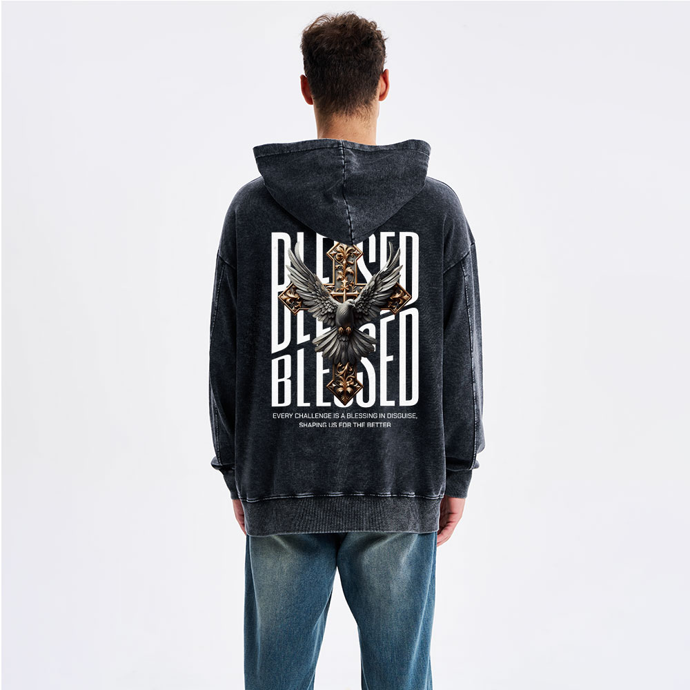 Blessed Streetwear Christian Washed Hoodie
