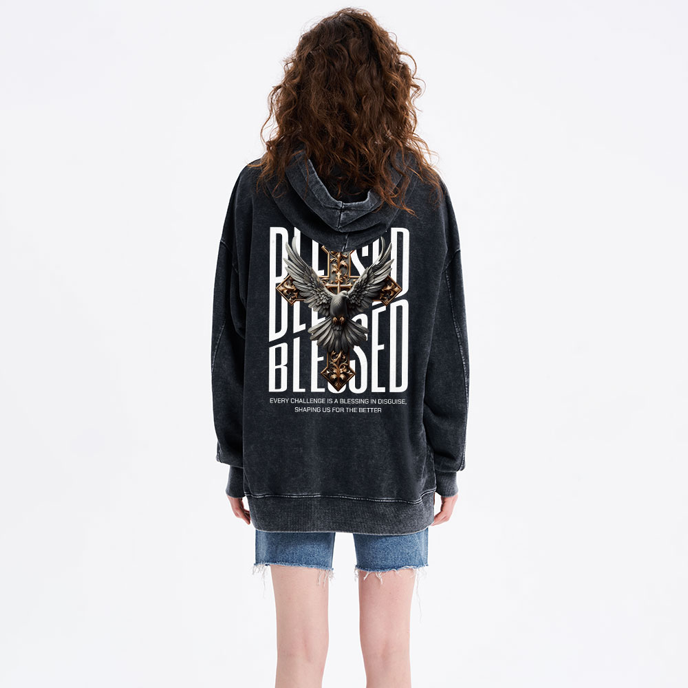 Blessed Streetwear Christian Washed Hoodie