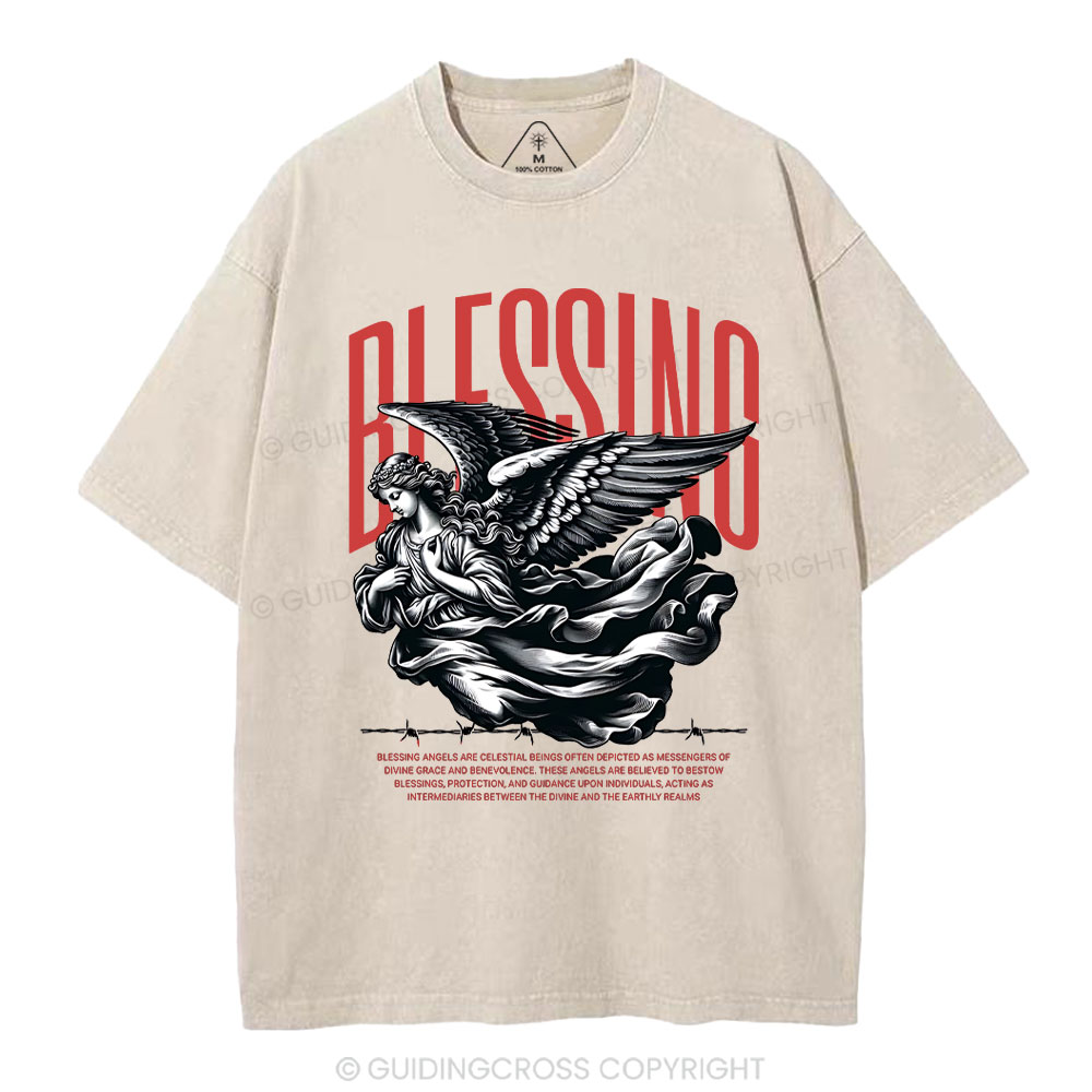 Blessing Angles Christian Washed T-Shirt