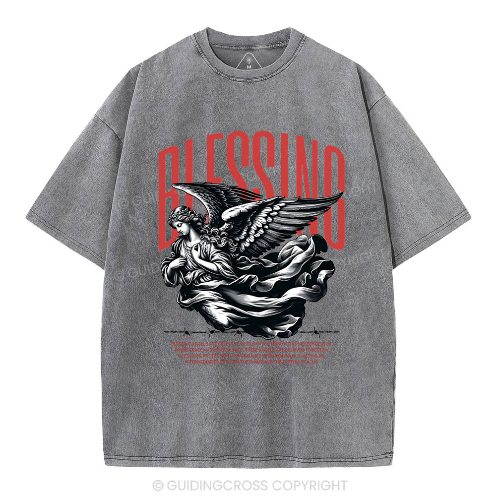 Blessing Angles Christian Washed T-Shirt