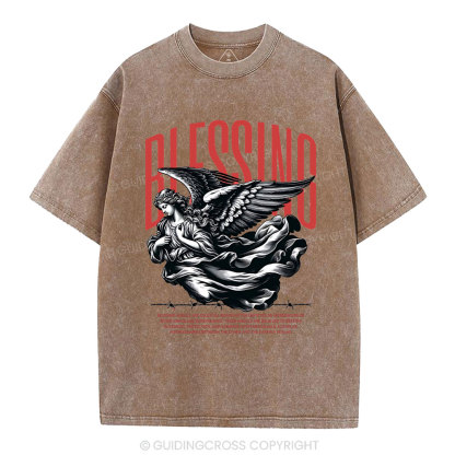 Blessing Angles Christian Washed T-Shirt