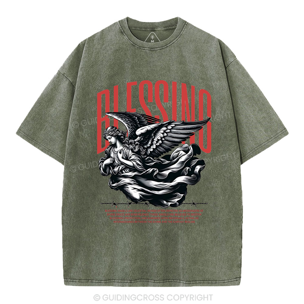 Blessing Angles Christian Washed T-Shirt