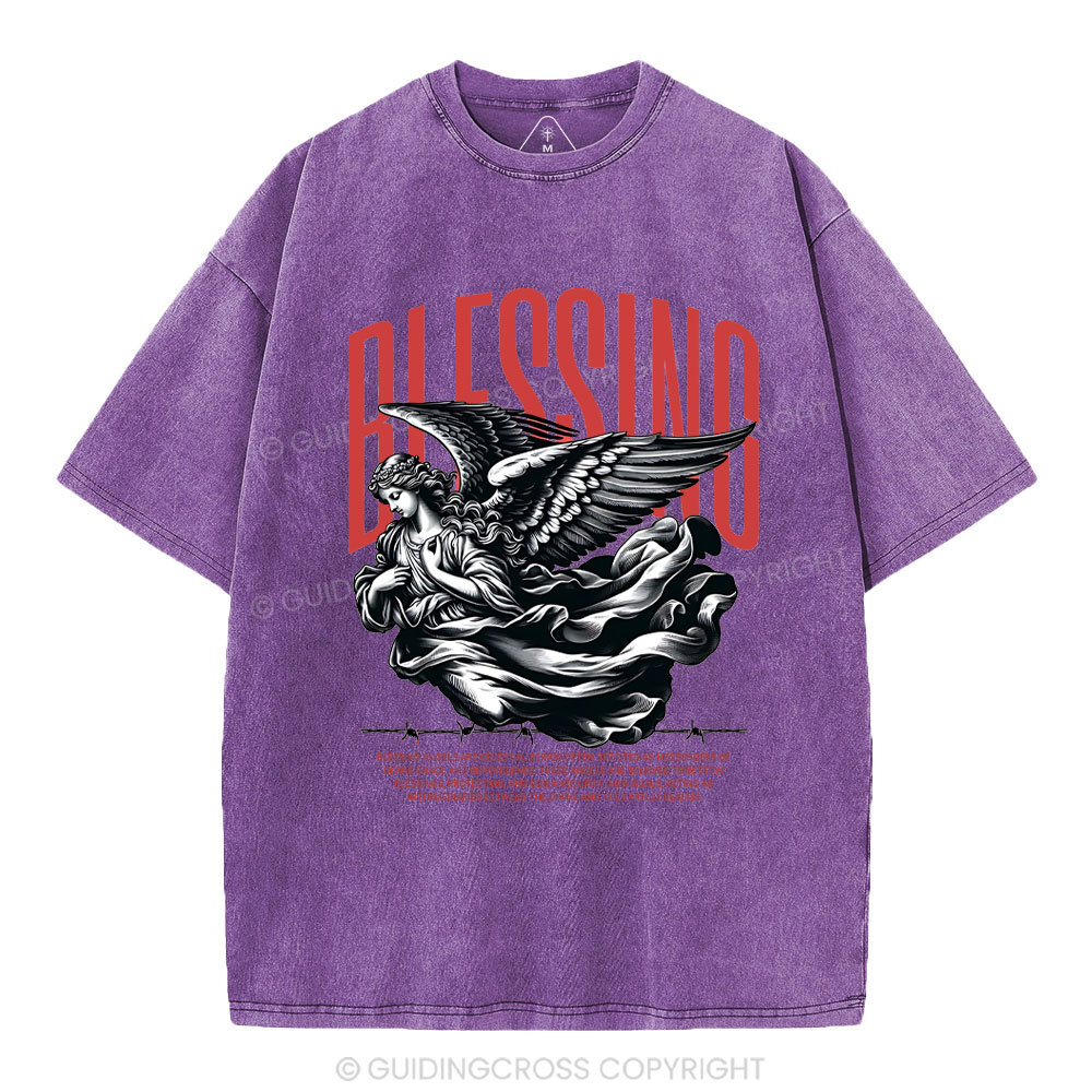 Blessing Angles Christian Washed T-Shirt