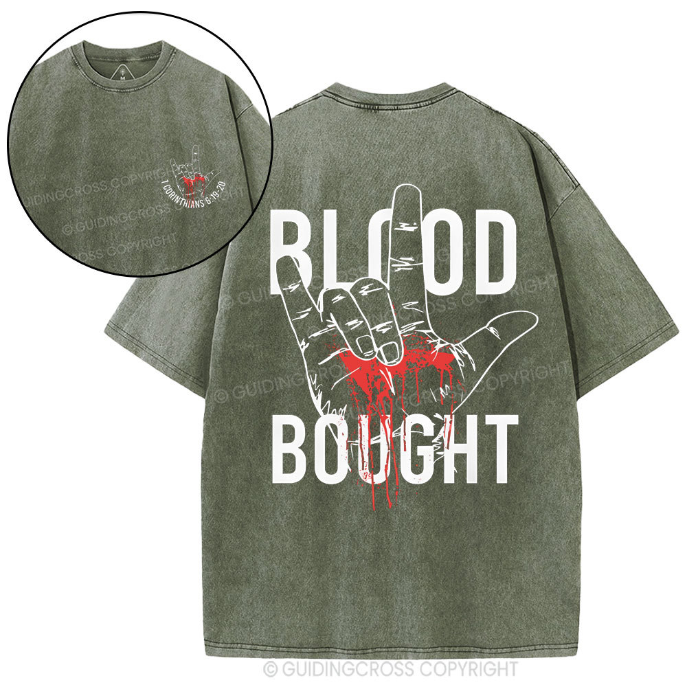 Blood Bought Christian Washed T-Shirt
