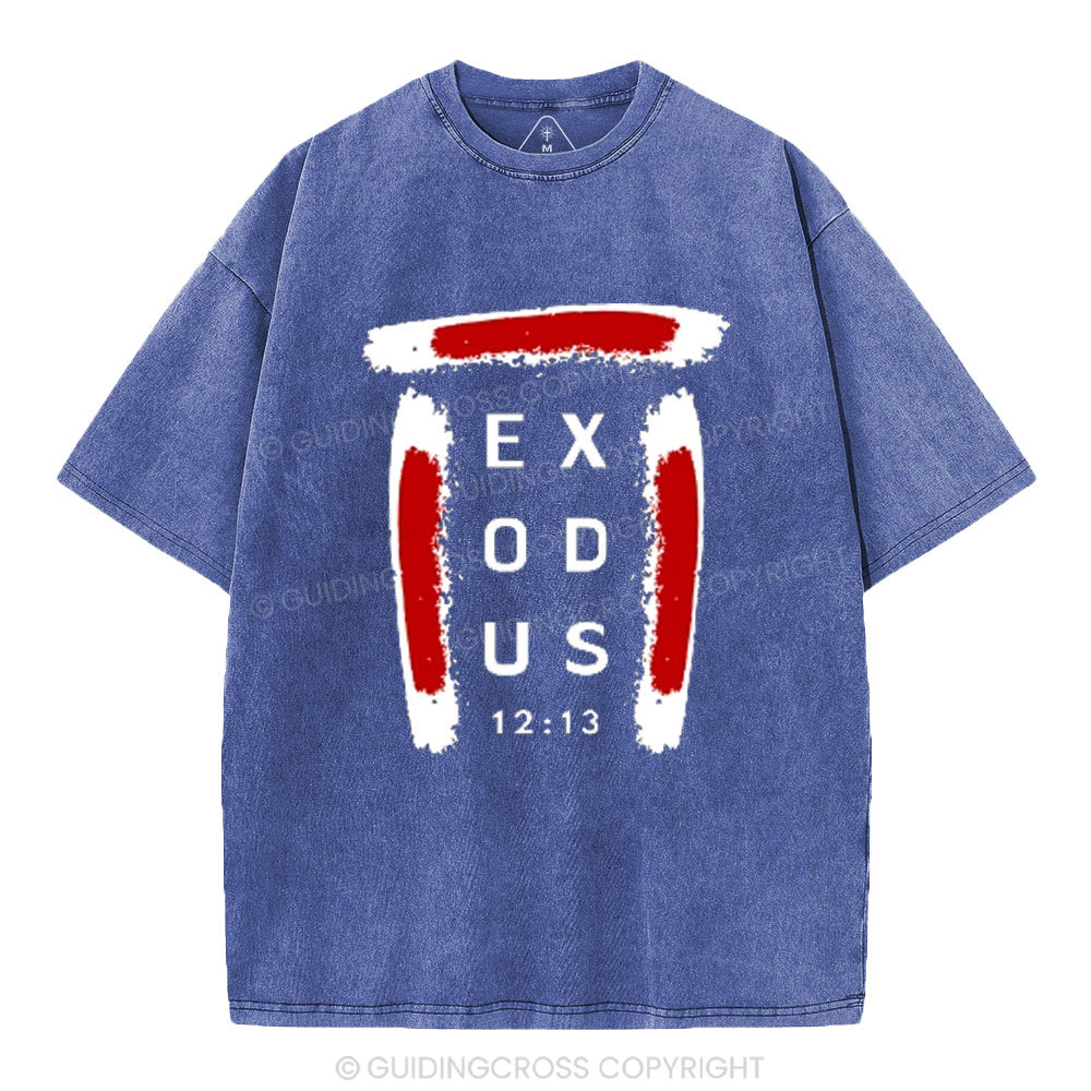 Blood on Door Post Exodus Christian Washed T-Shirt