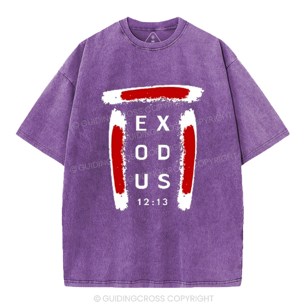 Blood on Door Post Exodus Christian Washed T-Shirt