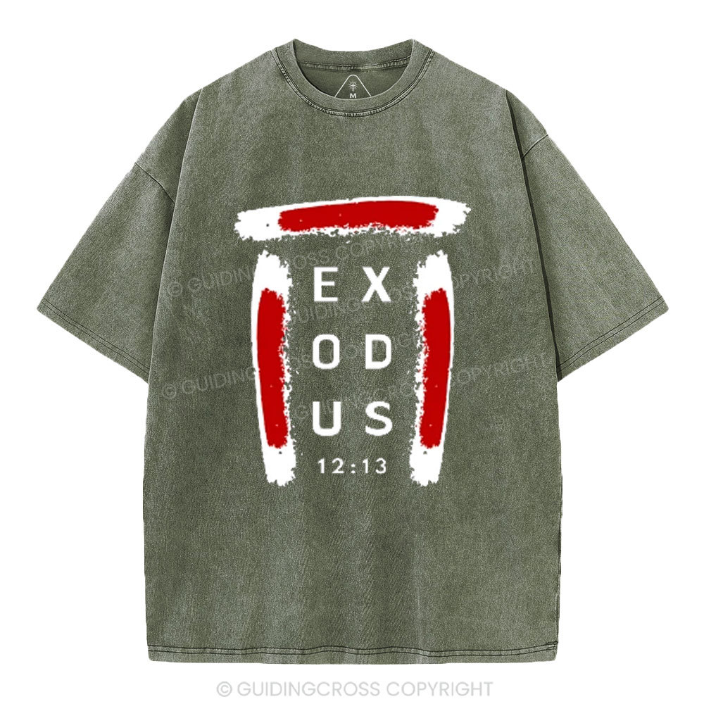 Blood on Door Post Exodus Christian Washed T-Shirt