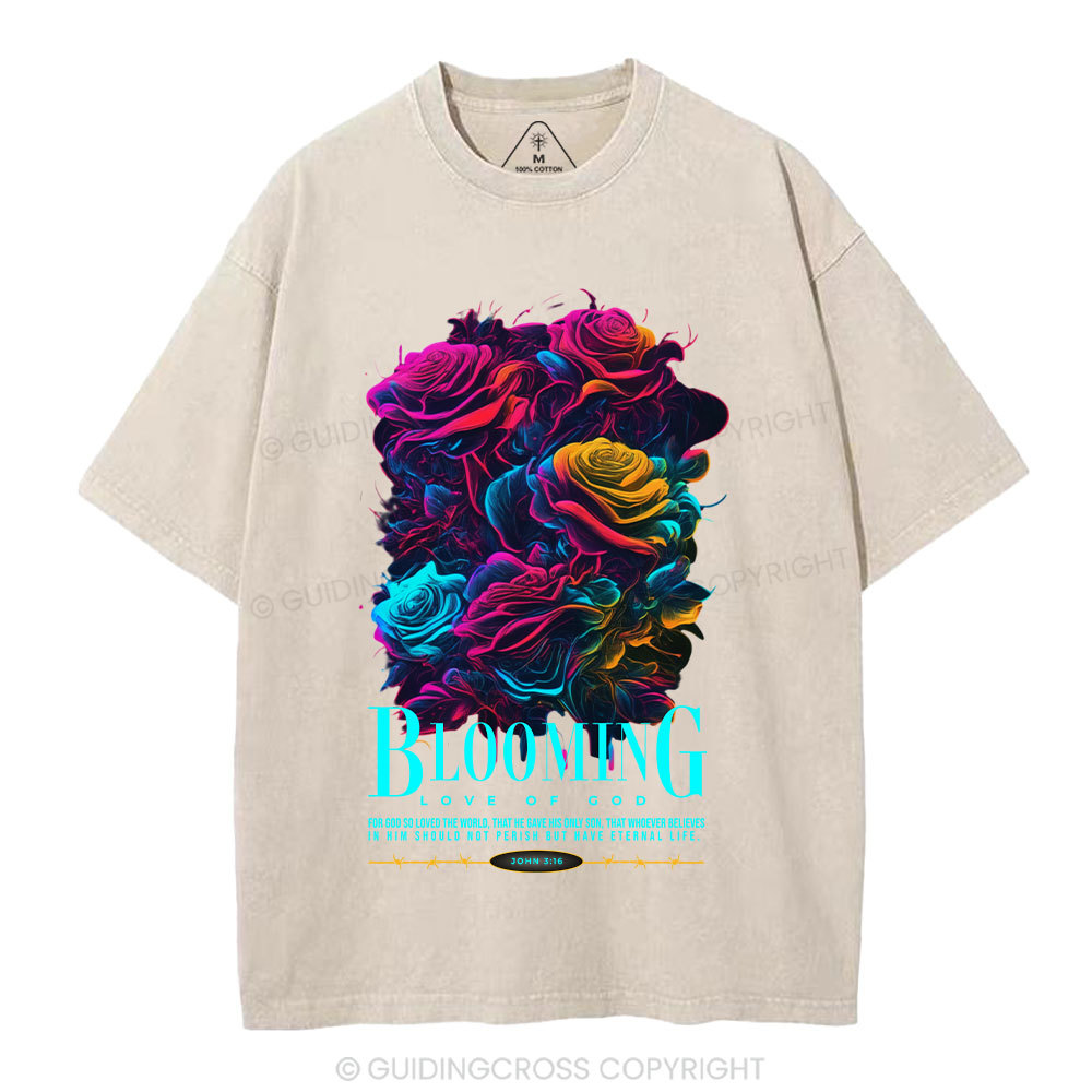 Blooming Love Of God Christian Washed T-Shirt