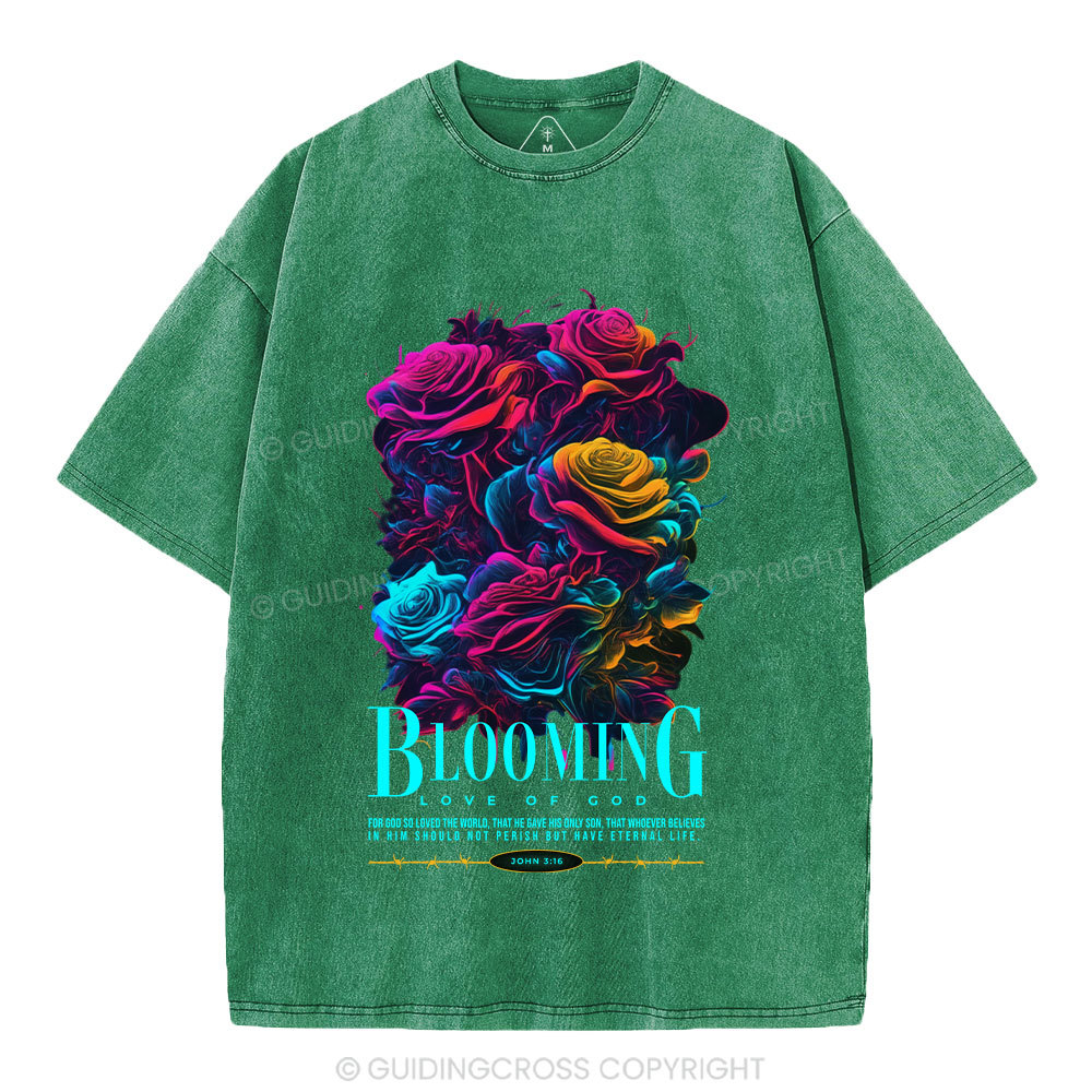 Blooming Love Of God Christian Washed T-Shirt