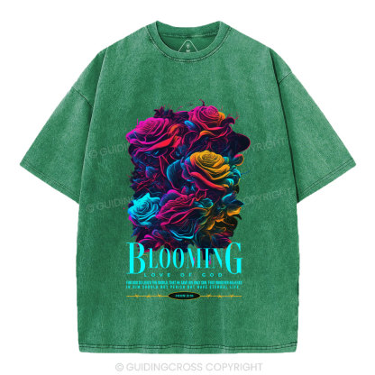 Blooming Love Of God Christian Washed T-Shirt