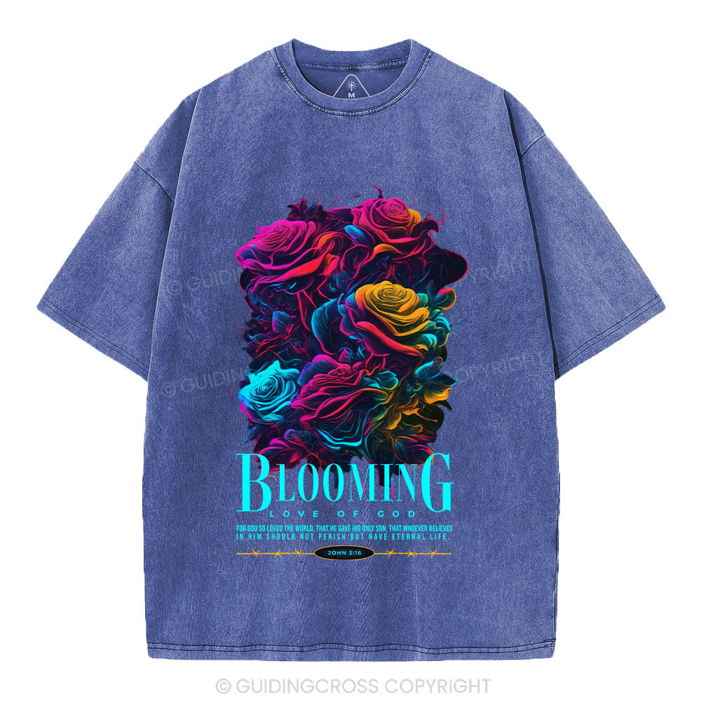Blooming Love Of God Christian Washed T-Shirt