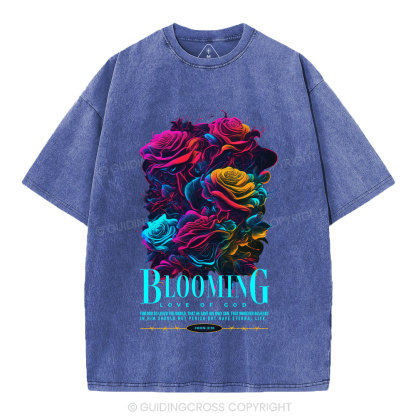 Blooming Love Of God Christian Washed T-Shirt