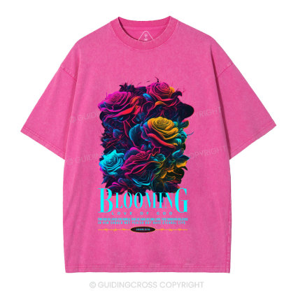 Blooming Love Of God Christian Washed T-Shirt