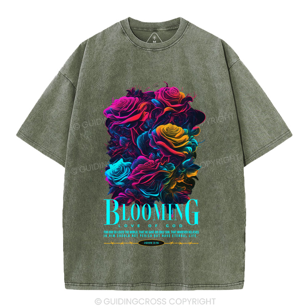 Blooming Love Of God Christian Washed T-Shirt