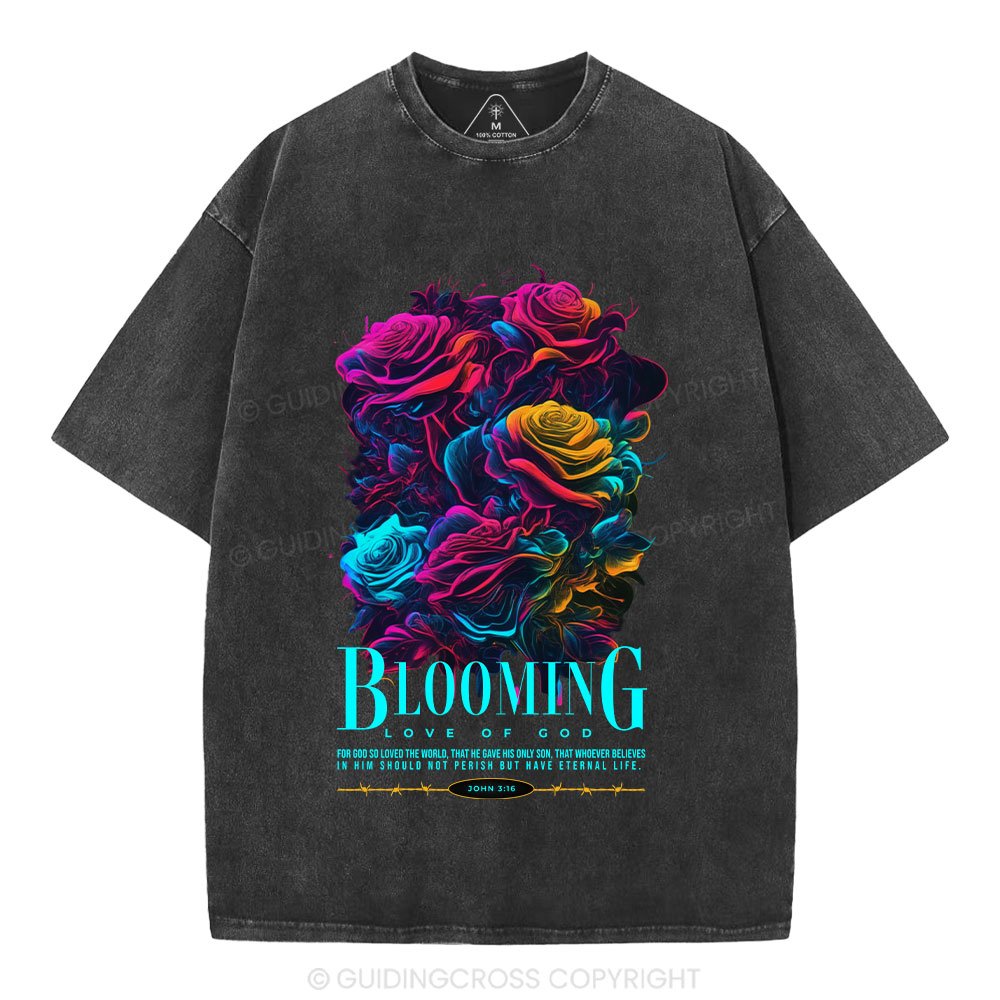 Blooming Love Of God Christian Washed T-Shirt