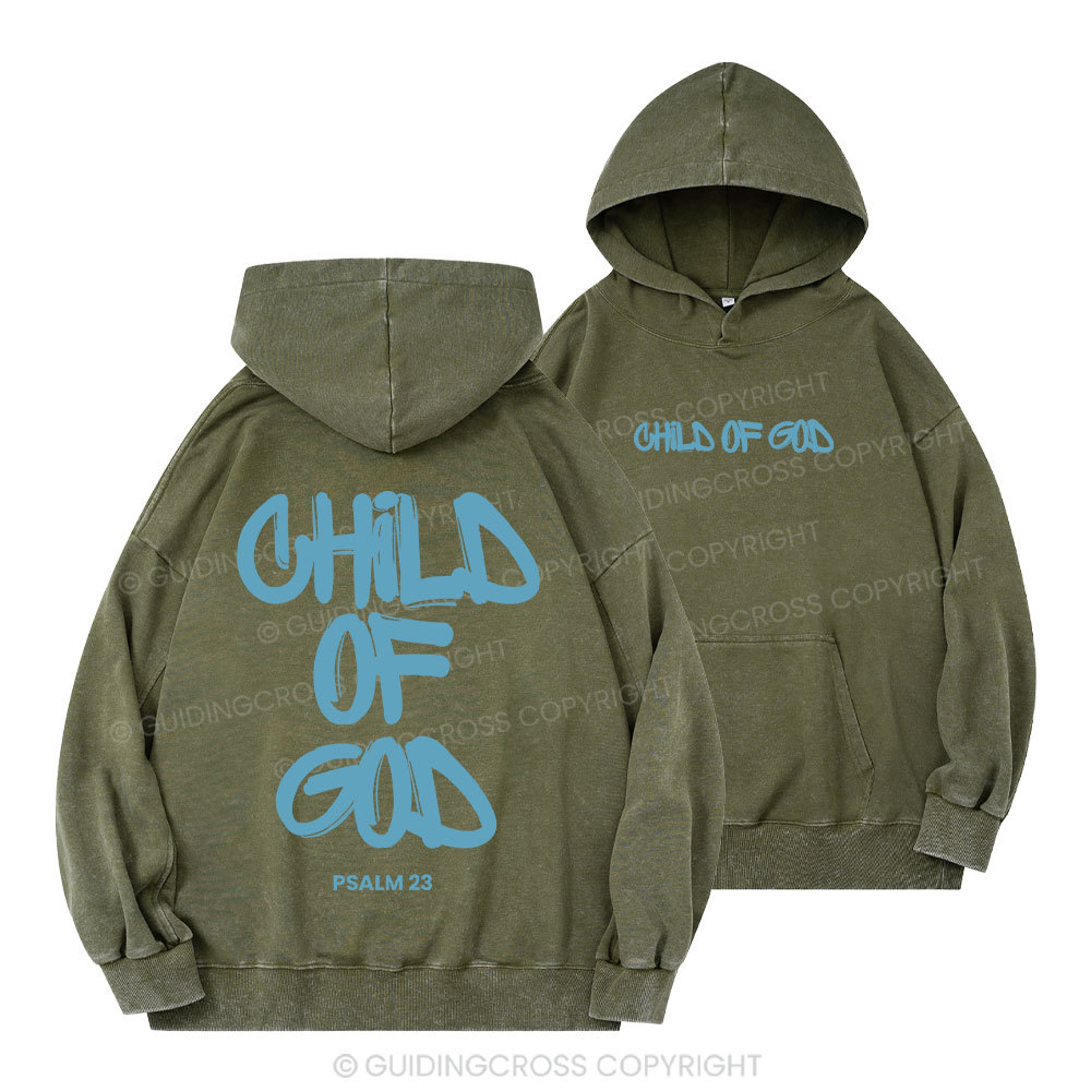 Blue Child Of God Christian Washed Hoodie