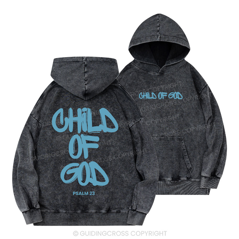 Blue Child Of God Christian Washed Hoodie