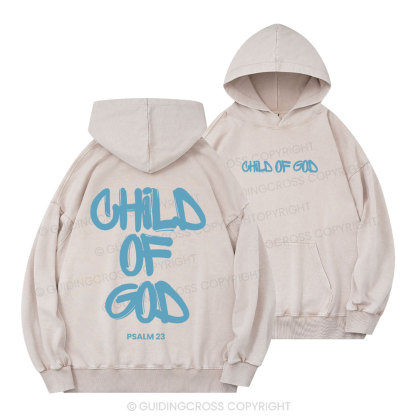 Blue Child Of God Christian Washed Hoodie