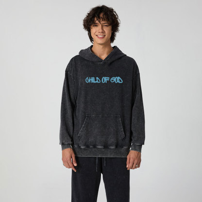 Blue Child Of God Christian Washed Hoodie