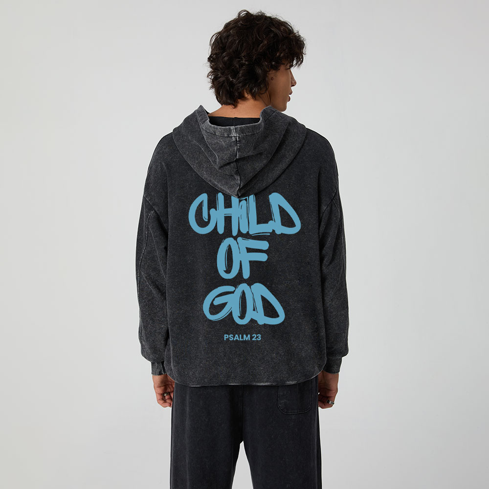 Blue Child Of God Christian Washed Hoodie