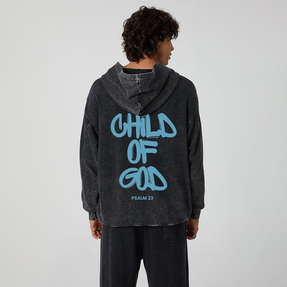 Blue Child Of God Christian Washed Hoodie