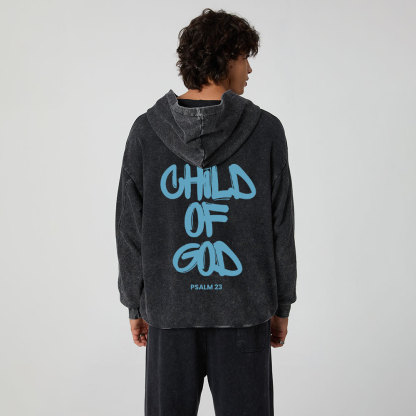 Blue Child Of God Christian Washed Hoodie