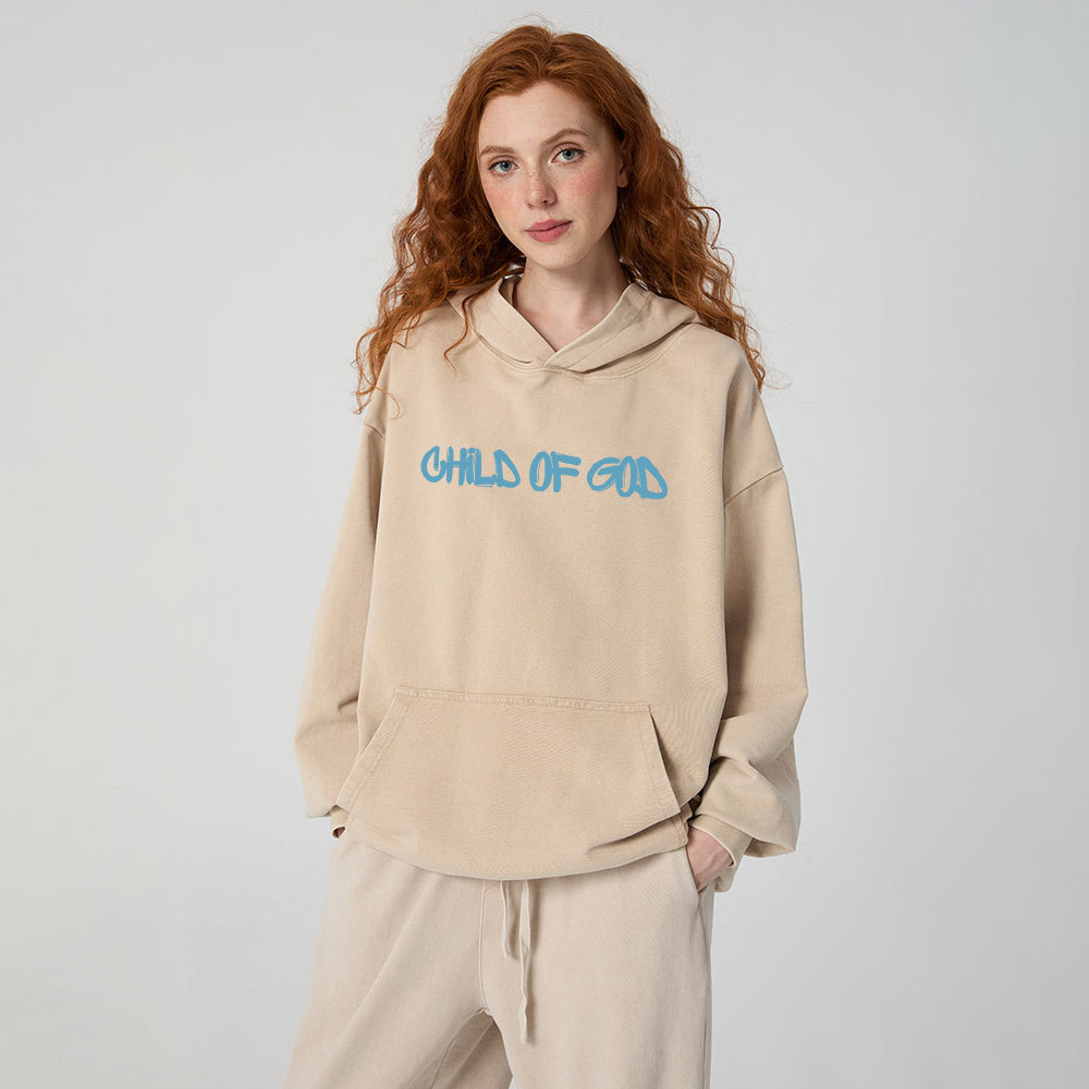 Blue Child Of God Christian Washed Hoodie