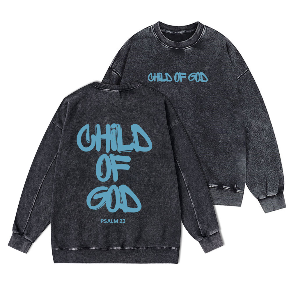 Blue Child Of God Christian Washed Sweatshirt