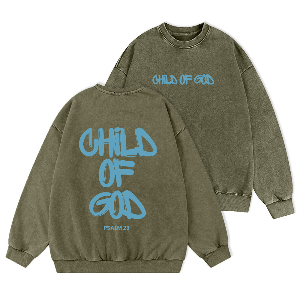 Blue Child Of God Christian Washed Sweatshirt