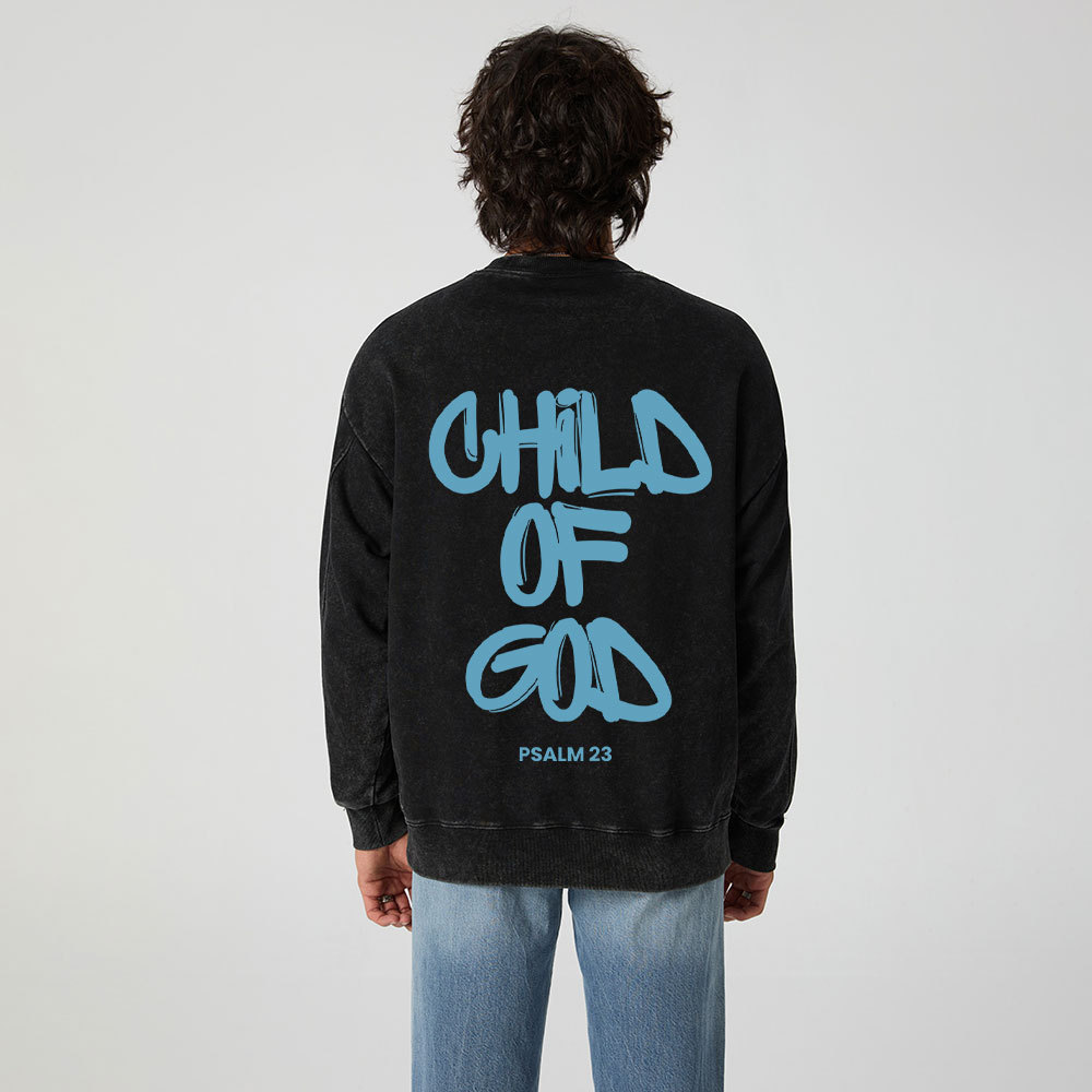 Blue Child Of God Christian Washed Sweatshirt