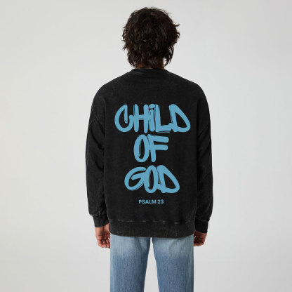 Blue Child Of God Christian Washed Sweatshirt