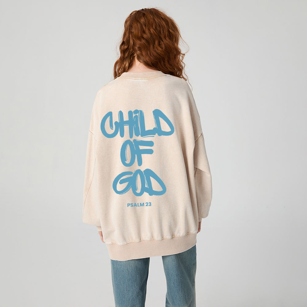 Blue Child Of God Christian Washed Sweatshirt