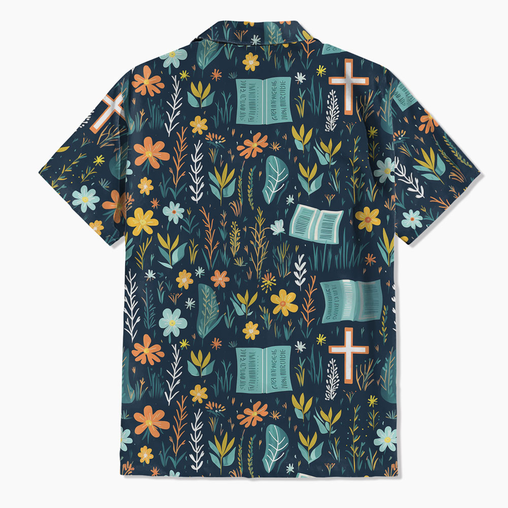 Boho Floral  Bible Cross Christian Hawaiian Shirt