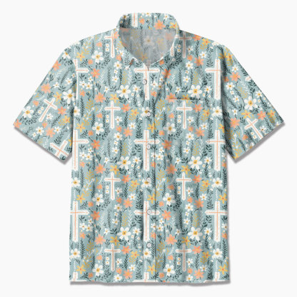 Boho Flower Cross Christian Hawaiian Shirt