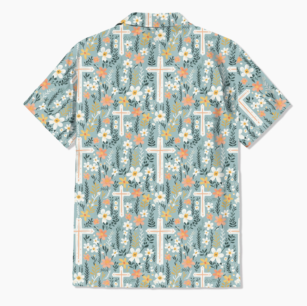 Boho Flower Cross Christian Hawaiian Shirt
