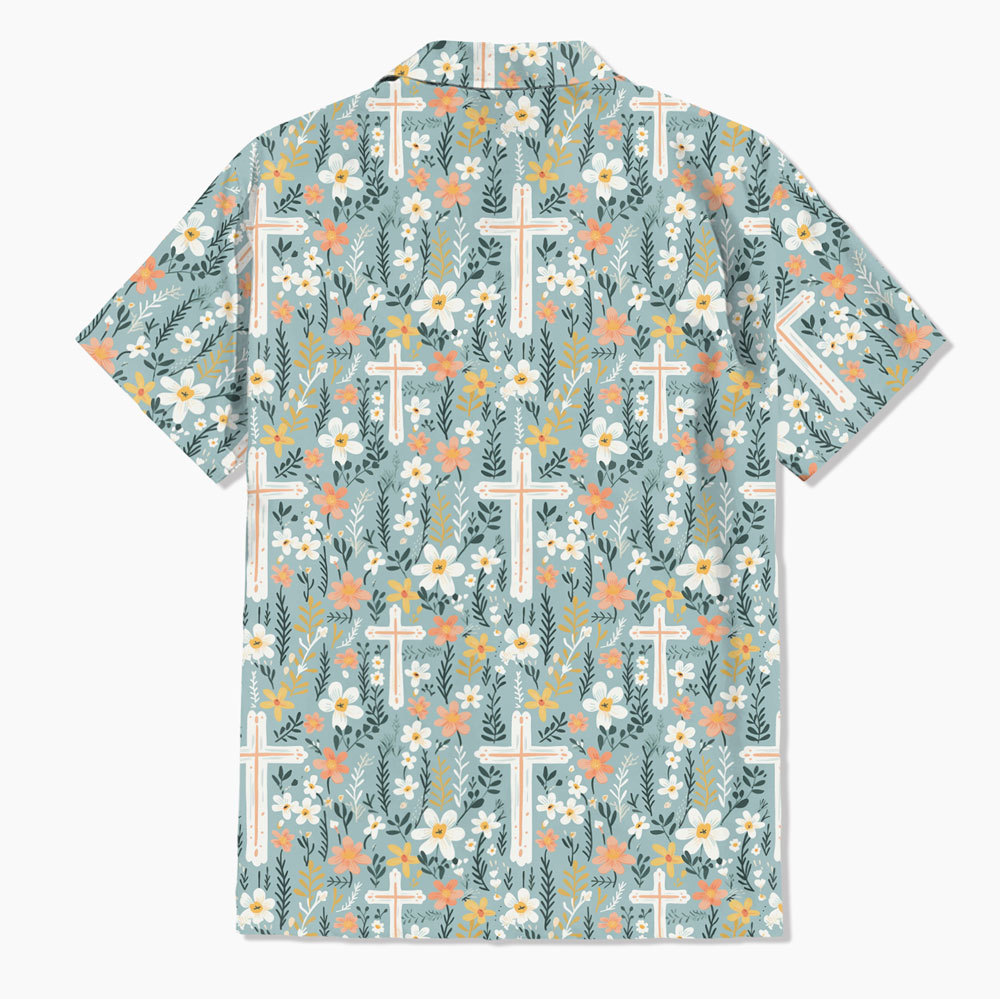 Boho Flower Cross Christian Hawaiian Shirt