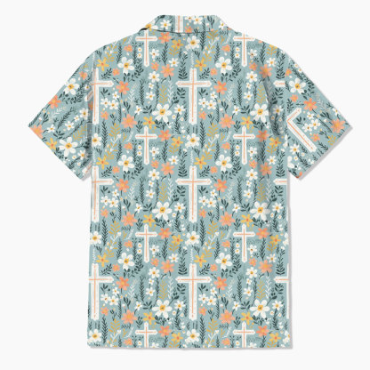 Boho Flower Cross Christian Hawaiian Shirt