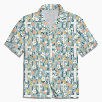 Boho Flower Cross Christian Hawaiian Shirt