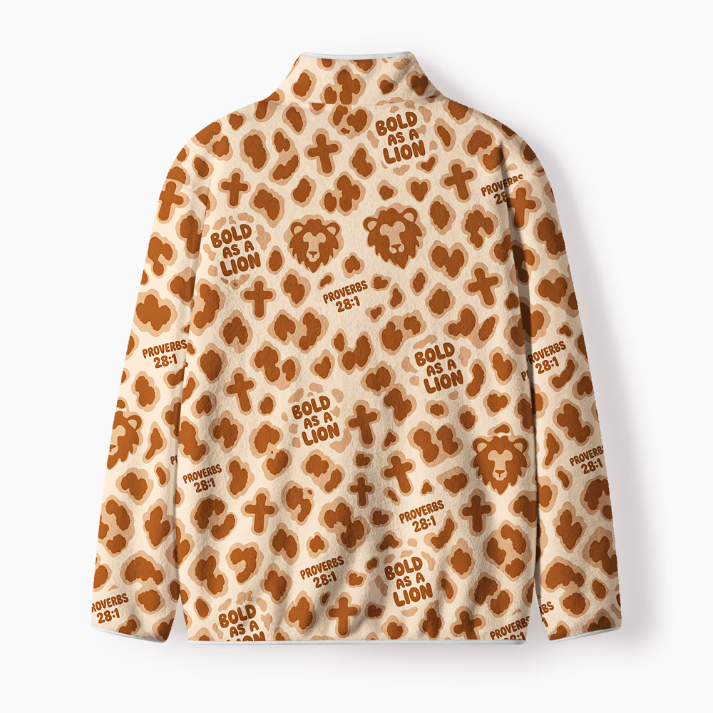 Bold AS A Lion Christian All Over Print Zip-Up Fleece Jacket